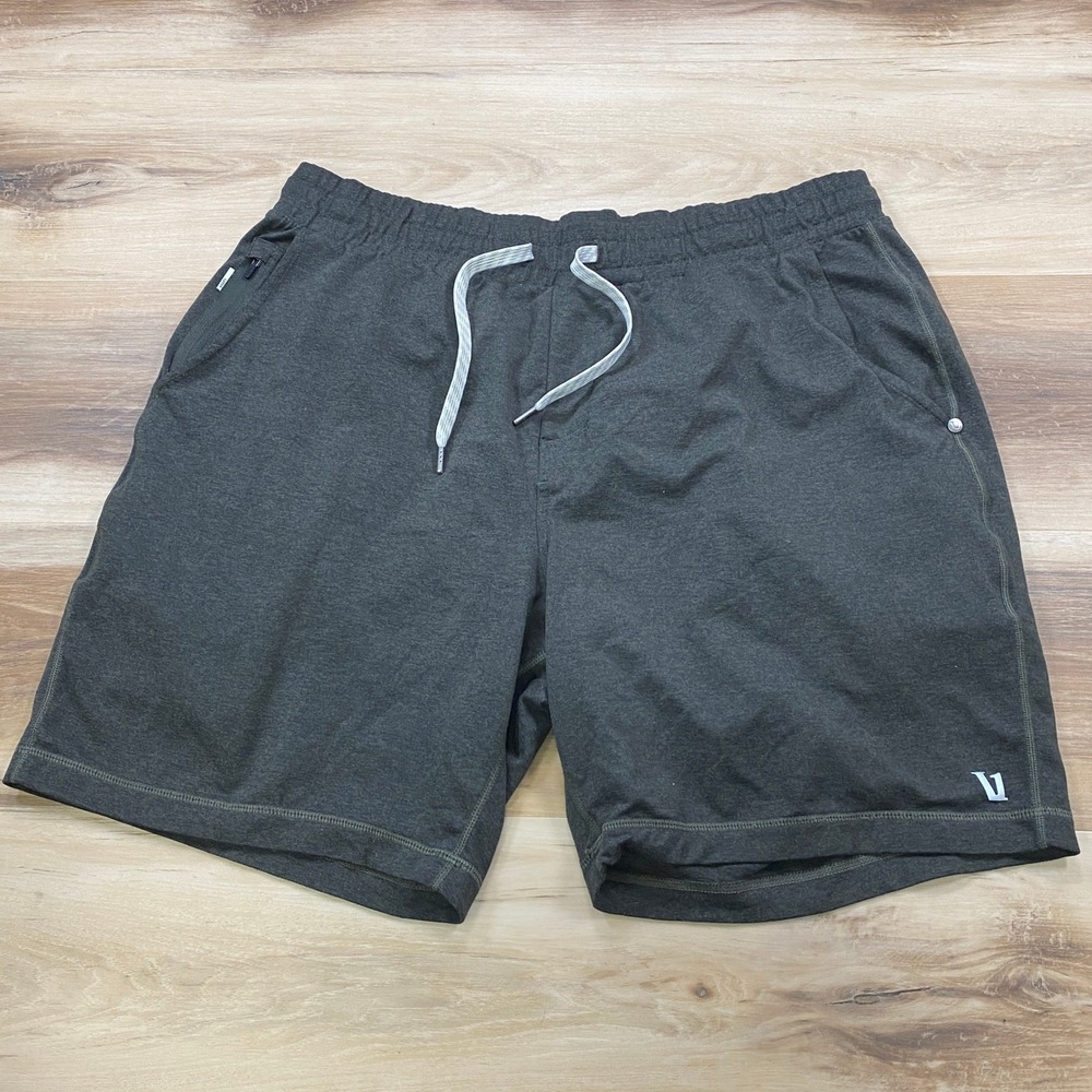 Vuori Kore Athletic Shorts Large Charcoal Gray Performance Knit Drawstring 7.5"